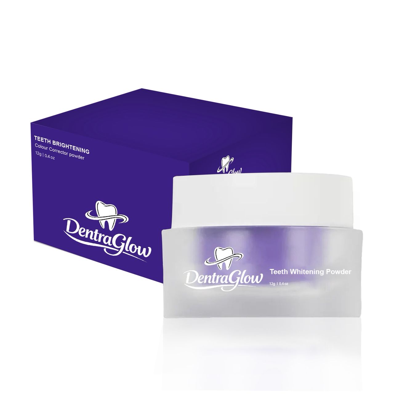 Dentra Glow Teeth Whitening Powder - Naturally Brightens Teeth, Reduces Stains, Enamel-Friendly, Gentle on Gums, Easy to Use with Toothbrush or Finger - Oral