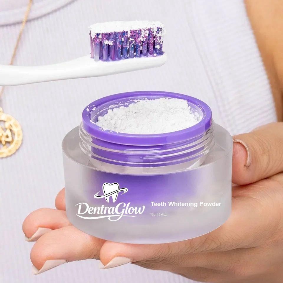 Dentra Glow Teeth Whitening Powder - Naturally Brightens Teeth, Reduces Stains, Enamel-Friendly, Gentle on Gums, Easy to Use with Toothbrush or Finger - Oral